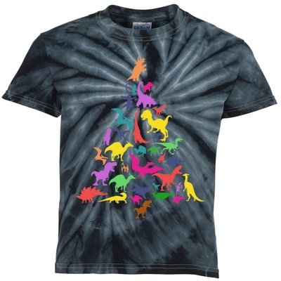 Dinosaur Christmas Tree TRex Idea Dino Xmas Outfit Kids Tie-Dye T-Shirt