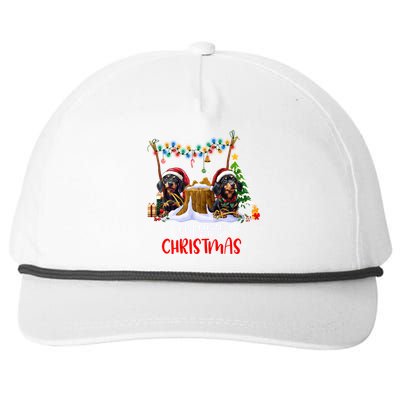 Dachshund Christmas Tree Lights Decorations Dog Lover Xmas Gift Snapback Five-Panel Rope Hat