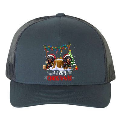 Dachshund Christmas Tree Lights Decorations Dog Lover Xmas Gift Yupoong Adult 5-Panel Trucker Hat