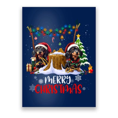 Dachshund Christmas Tree Lights Decorations Dog Lover Xmas Gift Poster