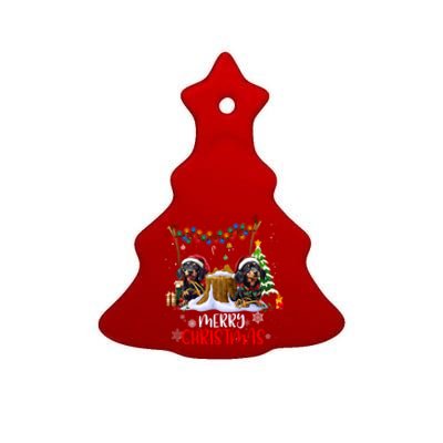 Dachshund Christmas Tree Lights Decorations Dog Lover Xmas Gift Ceramic Tree Ornament