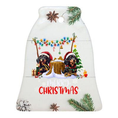 Dachshund Christmas Tree Lights Decorations Dog Lover Xmas Gift Ceramic Bell Ornament