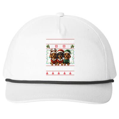 Dachshund Christmas Tree Lights Decorations Dog Lover Xmas Gift Snapback Five-Panel Rope Hat