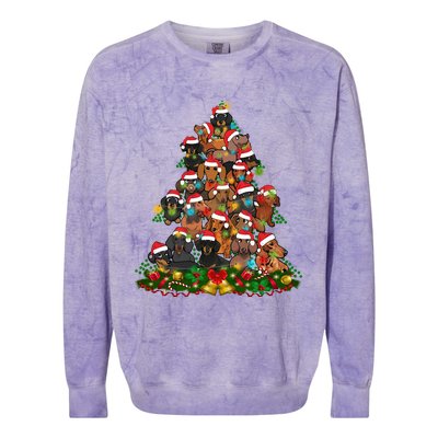 Dachshund Christmas Tree Colorblast Crewneck Sweatshirt