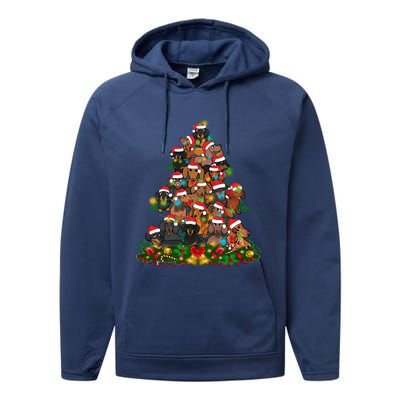 Dachshund Christmas Tree Performance Fleece Hoodie