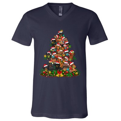 Dachshund Christmas Tree V-Neck T-Shirt