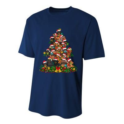 Dachshund Christmas Tree Performance Sprint T-Shirt