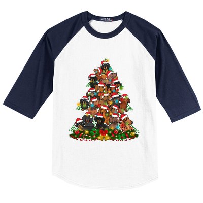 Dachshund Christmas Tree Baseball Sleeve Shirt