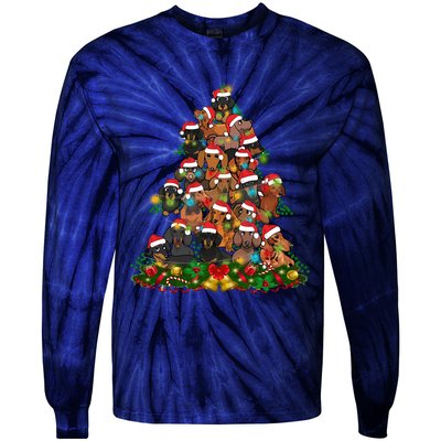 Dachshund Christmas Tree Tie-Dye Long Sleeve Shirt