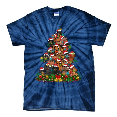 Dachshund Christmas Tree Tie-Dye T-Shirt