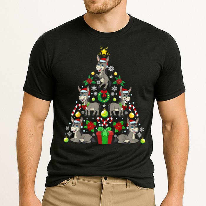 Donkey Christmas Tree Farmer Cooling Performance Crew T-Shirt