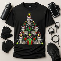 Donkey Christmas Tree Farmer Cooling Performance Crew T-Shirt