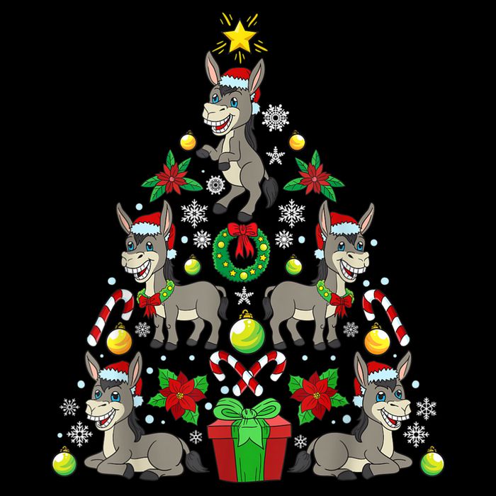 Donkey Christmas Tree Farmer Cooling Performance Crew T-Shirt