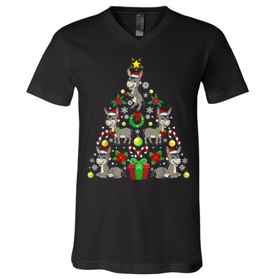 Donkey Christmas Tree Farmer V-Neck T-Shirt