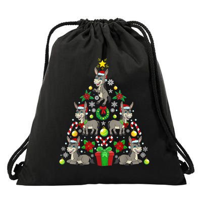 Donkey Christmas Tree Farmer Drawstring Bag