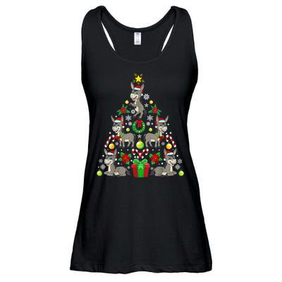 Donkey Christmas Tree Farmer Ladies Essential Flowy Tank