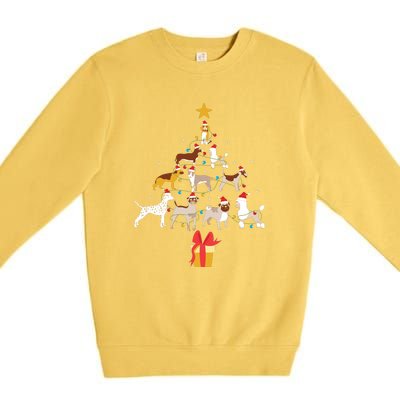 Dog Christmas Tree Lights Dog Lover Funny Xmas Premium Crewneck Sweatshirt