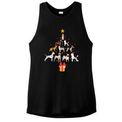 Dog Christmas Tree Lights Dog Lover Funny Xmas Ladies PosiCharge Tri-Blend Wicking Tank