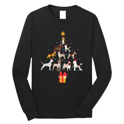 Dog Christmas Tree Lights Dog Lover Funny Xmas Long Sleeve Shirt