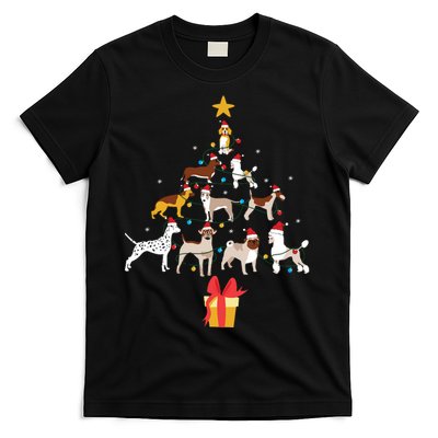 Dog Christmas Tree Lights Dog Lover Funny Xmas T-Shirt