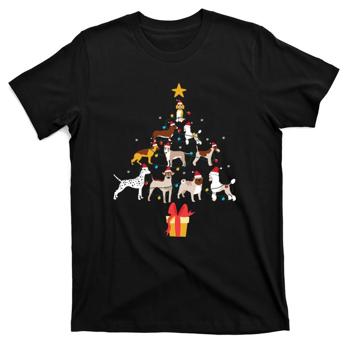 Dog Christmas Tree Lights Dog Lover Funny Xmas T-Shirt