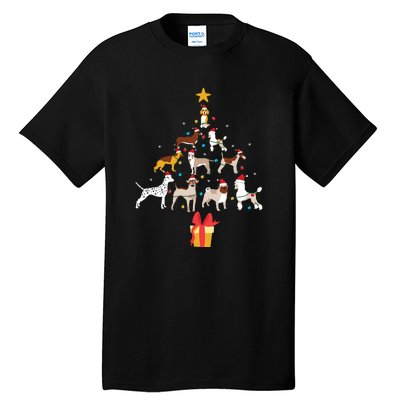 Dog Christmas Tree Lights Dog Lover Funny Xmas Tall T-Shirt