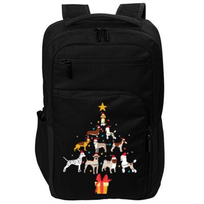 Dog Christmas Tree Lights Dog Lover Funny Xmas Impact Tech Backpack