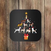 Dog Christmas Tree Lights Dog Lover Funny Xmas Coaster