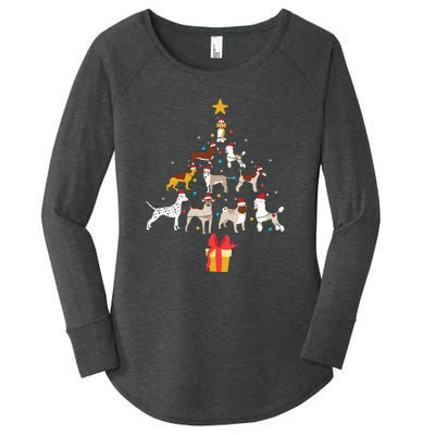 Dog Christmas Tree Lights Dog Lover Funny Xmas Women's Perfect Tri Tunic Long Sleeve Shirt