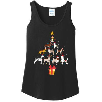 Dog Christmas Tree Lights Dog Lover Funny Xmas Ladies Essential Tank