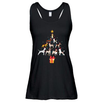 Dog Christmas Tree Lights Dog Lover Funny Xmas Ladies Essential Flowy Tank