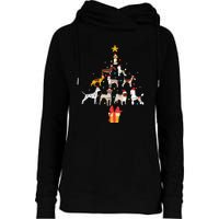 Dog Christmas Tree Lights Dog Lover Funny Xmas Womens Funnel Neck Pullover Hood