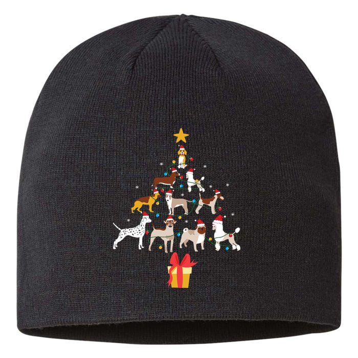 Dog Christmas Tree Lights Dog Lover Funny Xmas Sustainable Beanie