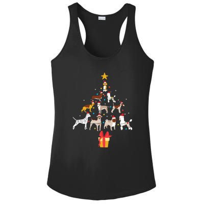 Dog Christmas Tree Lights Dog Lover Funny Xmas Ladies PosiCharge Competitor Racerback Tank