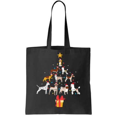 Dog Christmas Tree Lights Dog Lover Funny Xmas Tote Bag