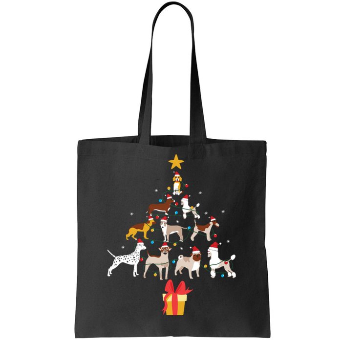 Dog Christmas Tree Lights Dog Lover Funny Xmas Tote Bag