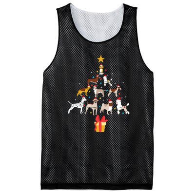 Dog Christmas Tree Lights Dog Lover Funny Xmas Mesh Reversible Basketball Jersey Tank