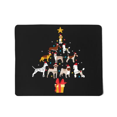 Dog Christmas Tree Lights Dog Lover Funny Xmas Mousepad