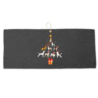 Dog Christmas Tree Lights Dog Lover Funny Xmas Large Microfiber Waffle Golf Towel