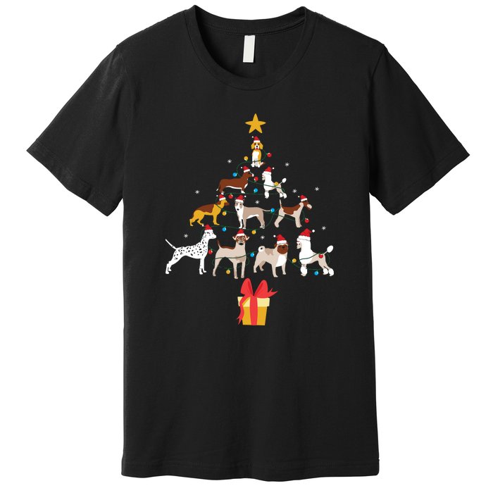 Dog Christmas Tree Lights Dog Lover Funny Xmas Premium T-Shirt