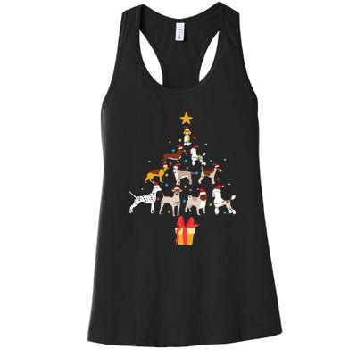 Dog Christmas Tree Lights Dog Lover Funny Xmas Women's Racerback Tank