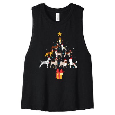 Dog Christmas Tree Lights Dog Lover Funny Xmas Women's Racerback Cropped Tank