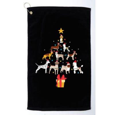 Dog Christmas Tree Lights Dog Lover Funny Xmas Platinum Collection Golf Towel