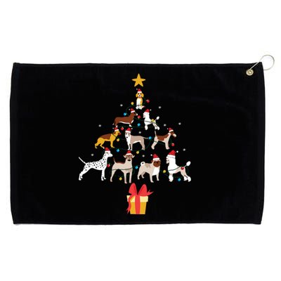 Dog Christmas Tree Lights Dog Lover Funny Xmas Grommeted Golf Towel