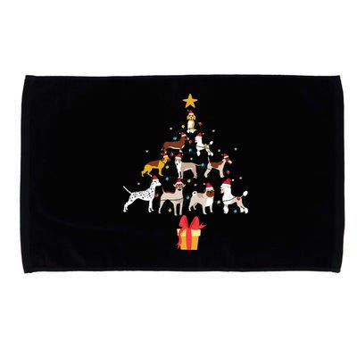 Dog Christmas Tree Lights Dog Lover Funny Xmas Microfiber Hand Towel