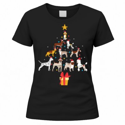 Dog Christmas Tree Lights Dog Lover Funny Xmas Women's T-Shirt