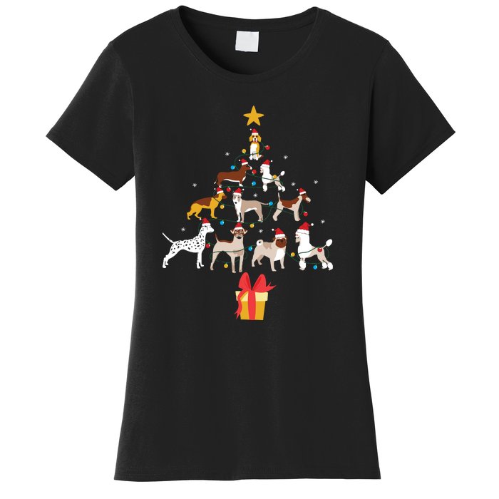 Dog Christmas Tree Lights Dog Lover Funny Xmas Women's T-Shirt