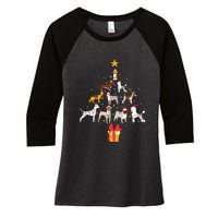 Dog Christmas Tree Lights Dog Lover Funny Xmas Women's Tri-Blend 3/4-Sleeve Raglan Shirt