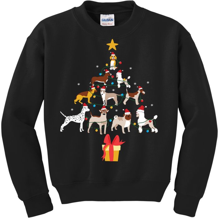 Dog Christmas Tree Lights Dog Lover Funny Xmas Kids Sweatshirt