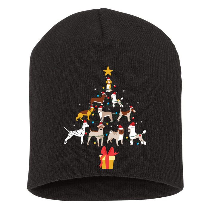 Dog Christmas Tree Lights Dog Lover Funny Xmas Short Acrylic Beanie